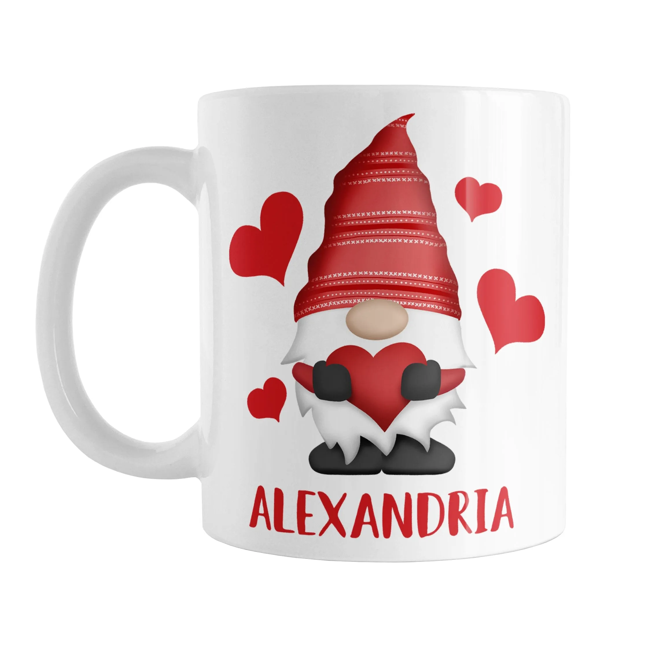 Personalized Red Heart Gnome Mug