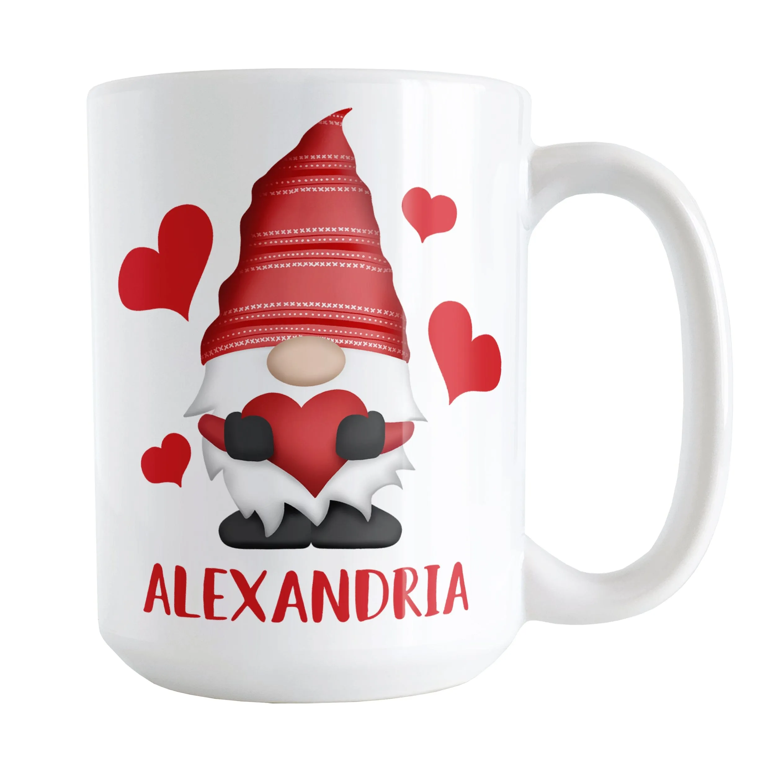 Personalized Red Heart Gnome Mug