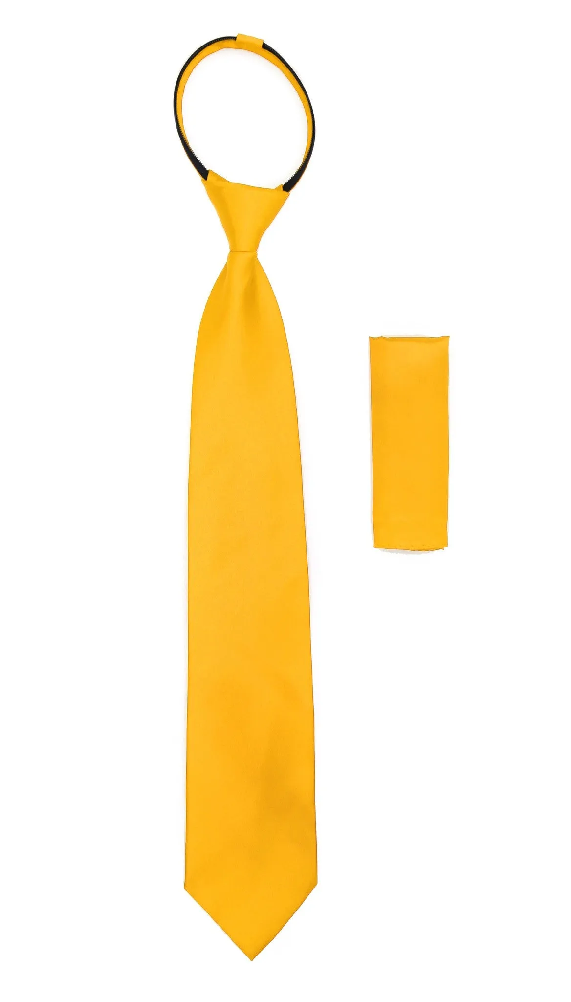 Satine Mango Zipper Tie with Hankie Set
