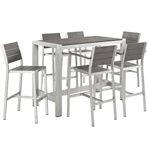 Shore 7 Piece Outdoor Patio Aluminum Dining Set