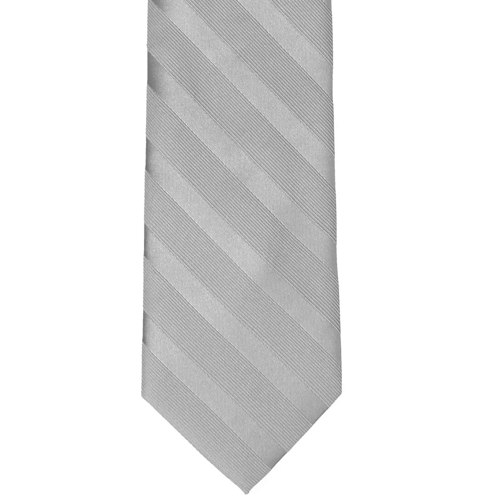 Silver Elite Extra Long Striped Necktie