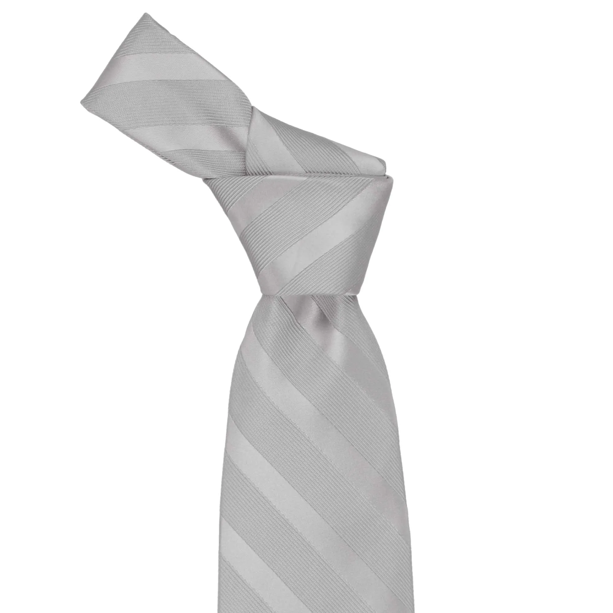 Silver Elite Extra Long Striped Necktie