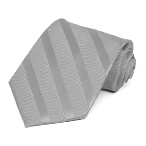 Silver Elite Extra Long Striped Necktie