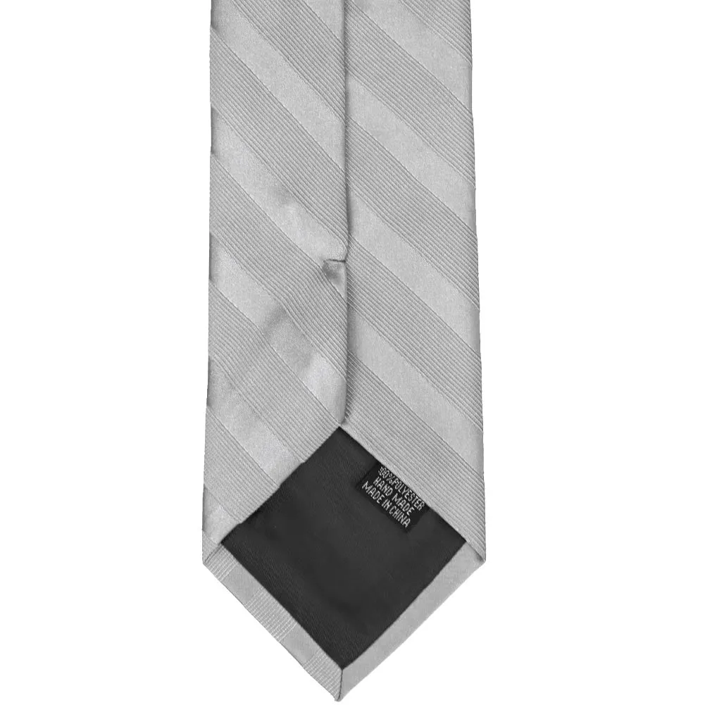 Silver Elite Extra Long Striped Necktie