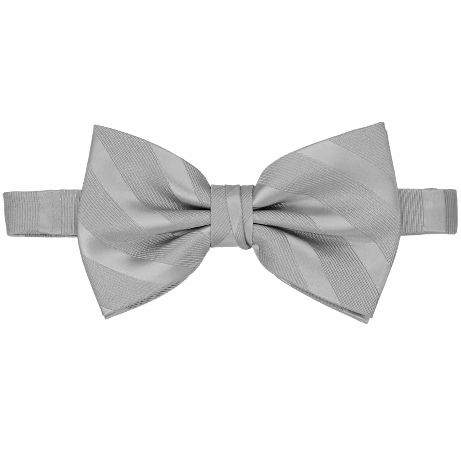 Silver Elite Striped Bow Tie