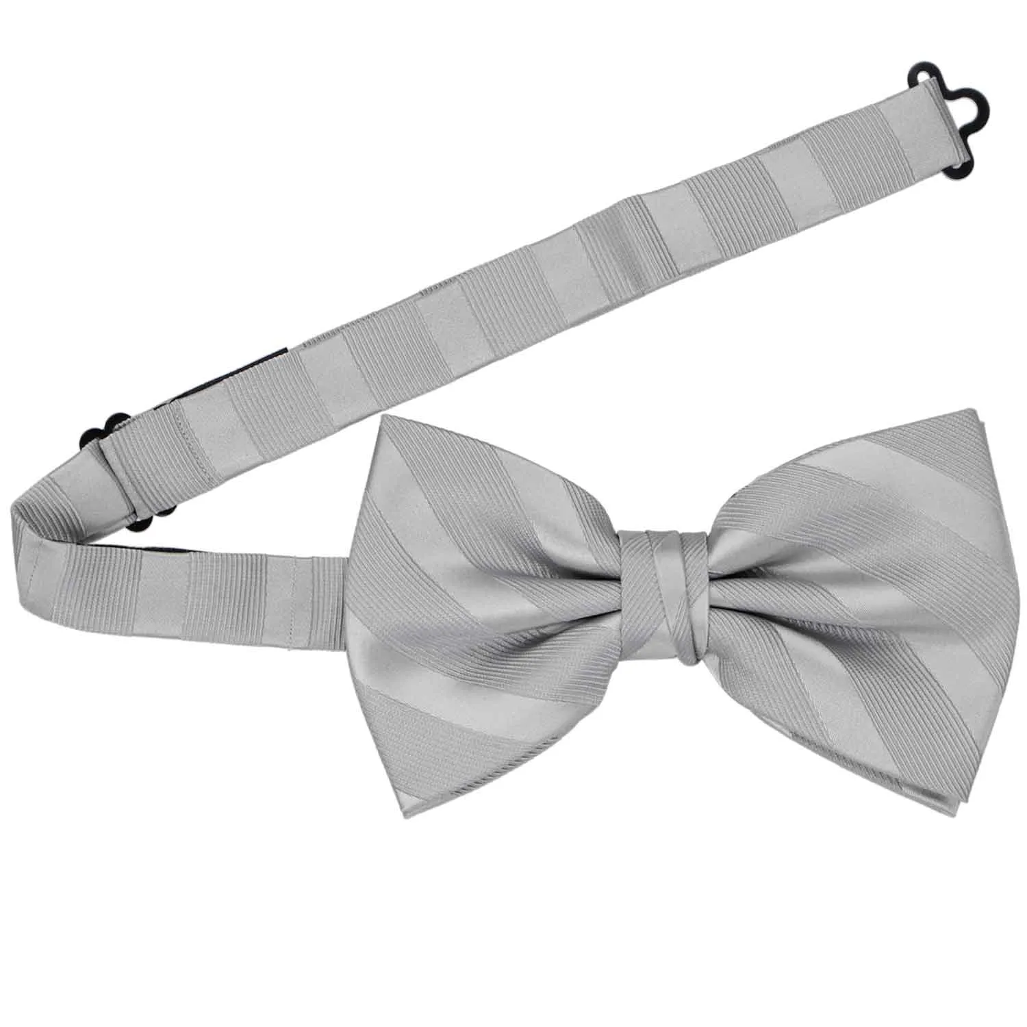 Silver Elite Striped Bow Tie