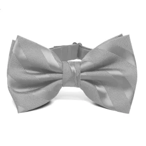 Silver Elite Striped Bow Tie