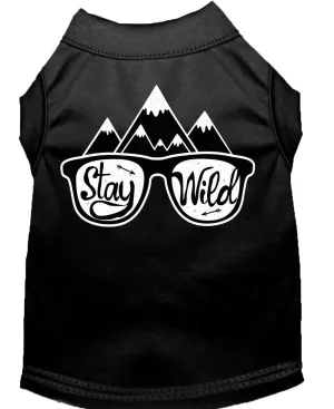 Stay Wild Screen Print Dog Shirt Black Med (12)