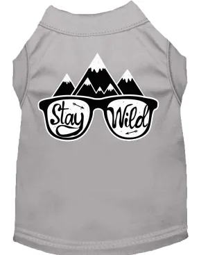 Stay Wild Screen Print Dog Shirt Grey Sm (10)