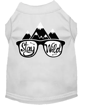 Stay Wild Screen Print Dog Shirt White Med (12)