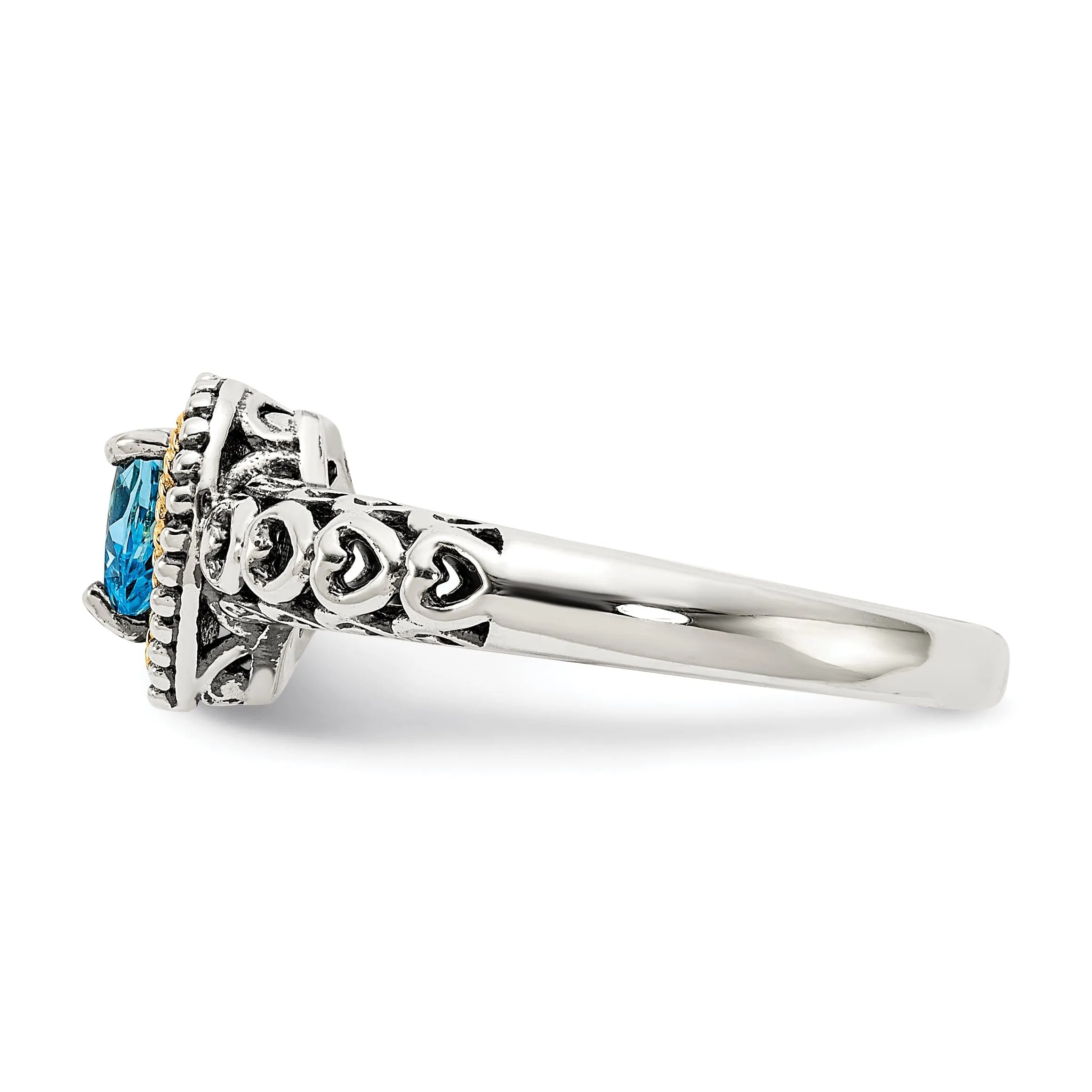 Sterling Silver Gold Blue Topaz Ring