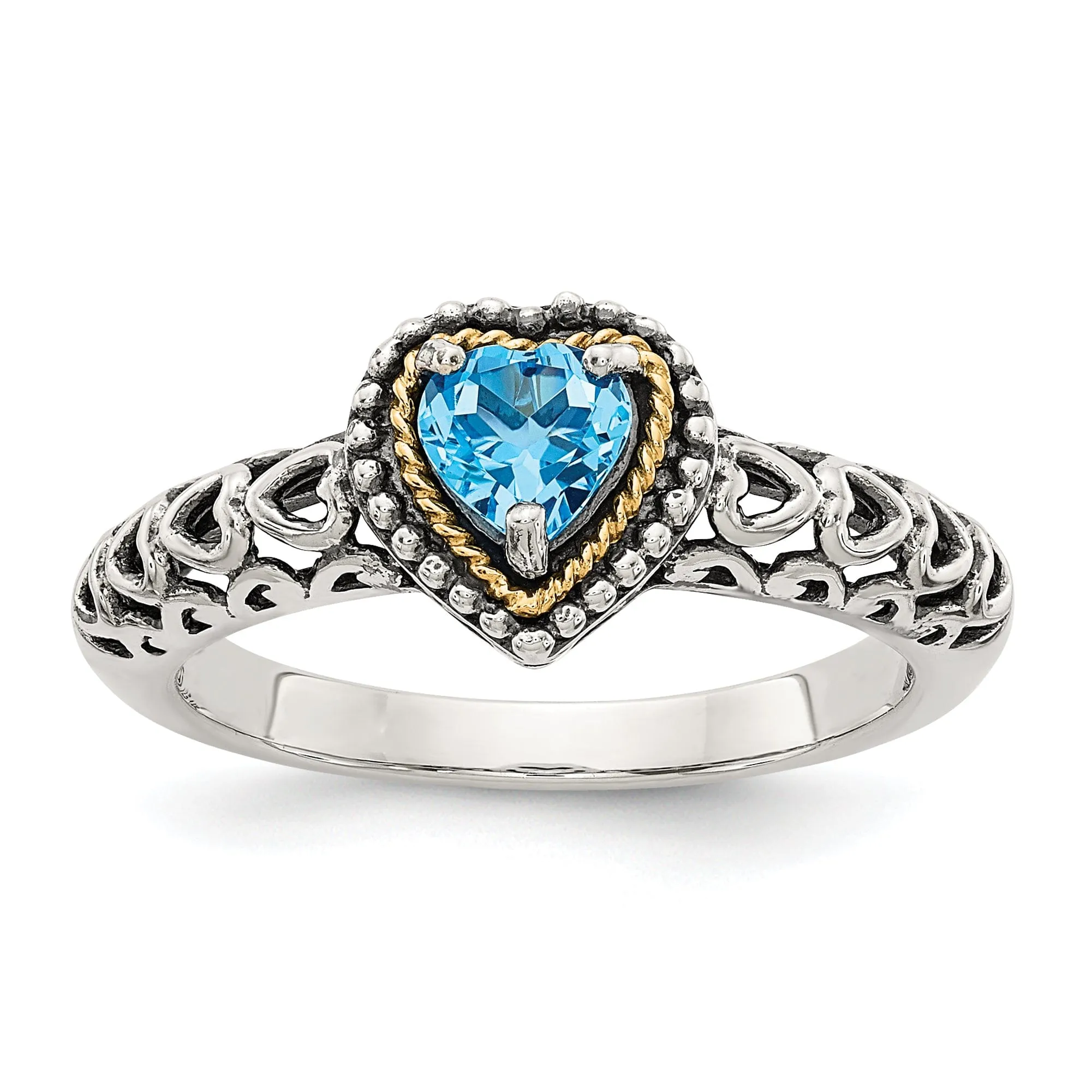 Sterling Silver Gold Blue Topaz Ring