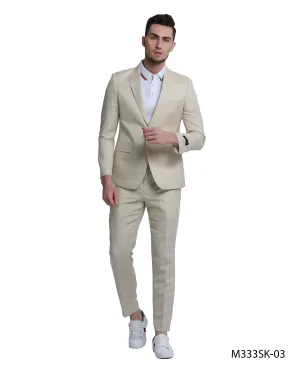 Tazio Skinny Fit Tan Linen Suit