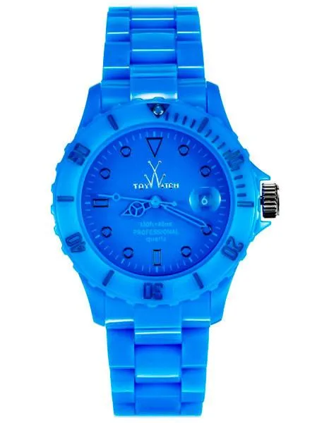 ToyWatch Midsize Monochrome Light Blue Case & Bracelet - Magnified Date