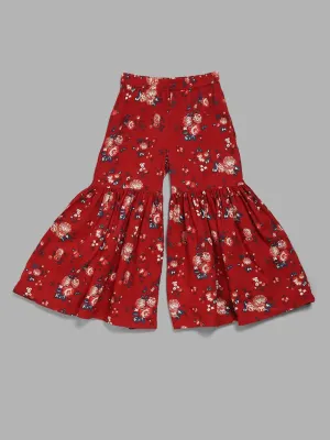 Utsa Kids Red Floral Sharara (8 -14yrs)