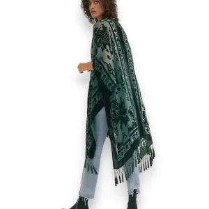 Velvet Floral Mid Length Kimono Cardigan