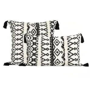 White Black Moroccan Geometric Pillow