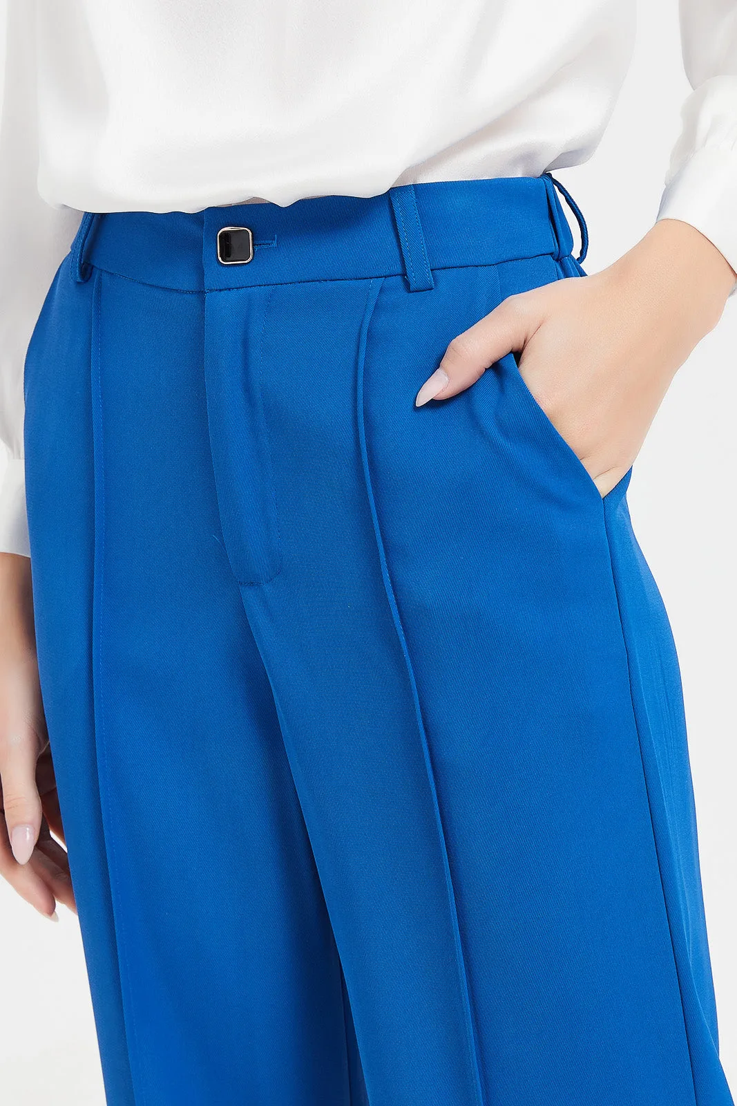 Women Blue Straight Fit Trouser