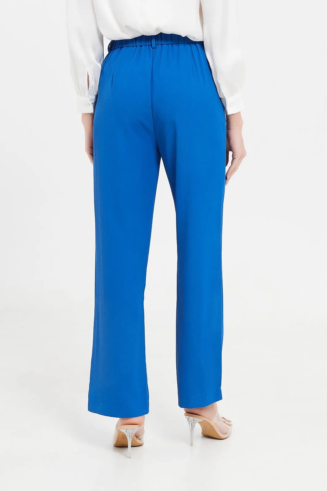 Women Blue Straight Fit Trouser