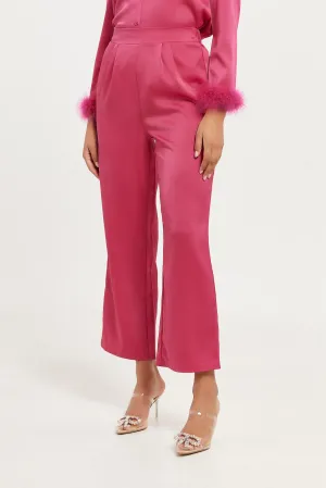 Women Fuchsia Satin Trouser