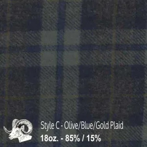 Wool Swatch - C - Olive, Blue, & Gold Plaid