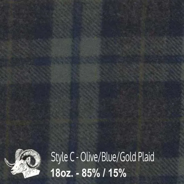 Wool Swatch - C - Olive, Blue, & Gold Plaid