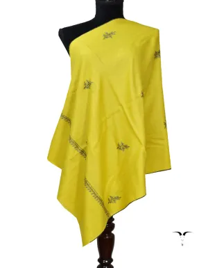 Yellow Embroidery Pashmina Stole 7245